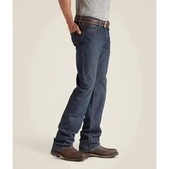 Ariat Jeans Mens 42x30 FR M4 Relaxed Low Rise Boot Cut Dark Wash Denim Work EUC